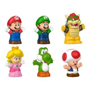 Super Mario 6 Piece Figure Set for Toddlers Small Hands Plastic No Battery